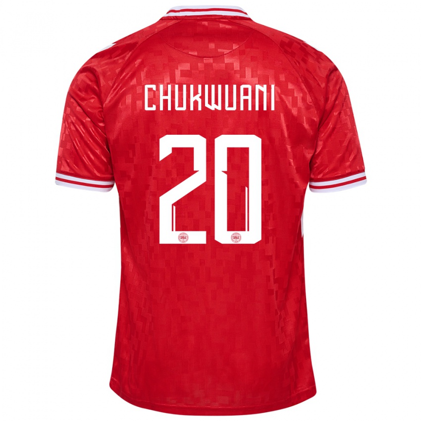 Damen Dänemark Tochi Chukwuani #20 Rot Heimtrikot Trikot 24-26 T-Shirt Österreich