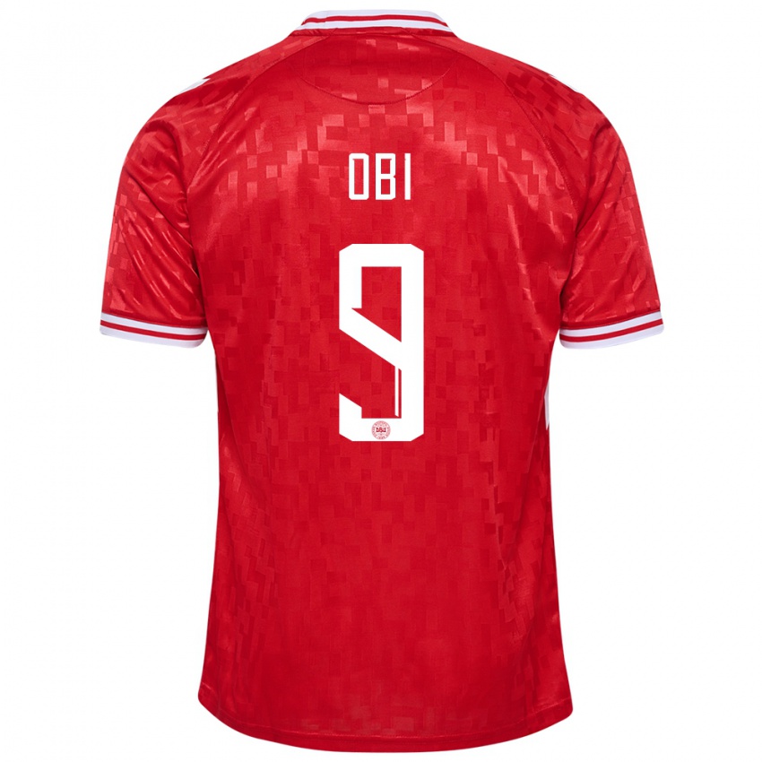 Damen Dänemark Chido Obi #9 Rot Heimtrikot Trikot 24-26 T-Shirt Österreich