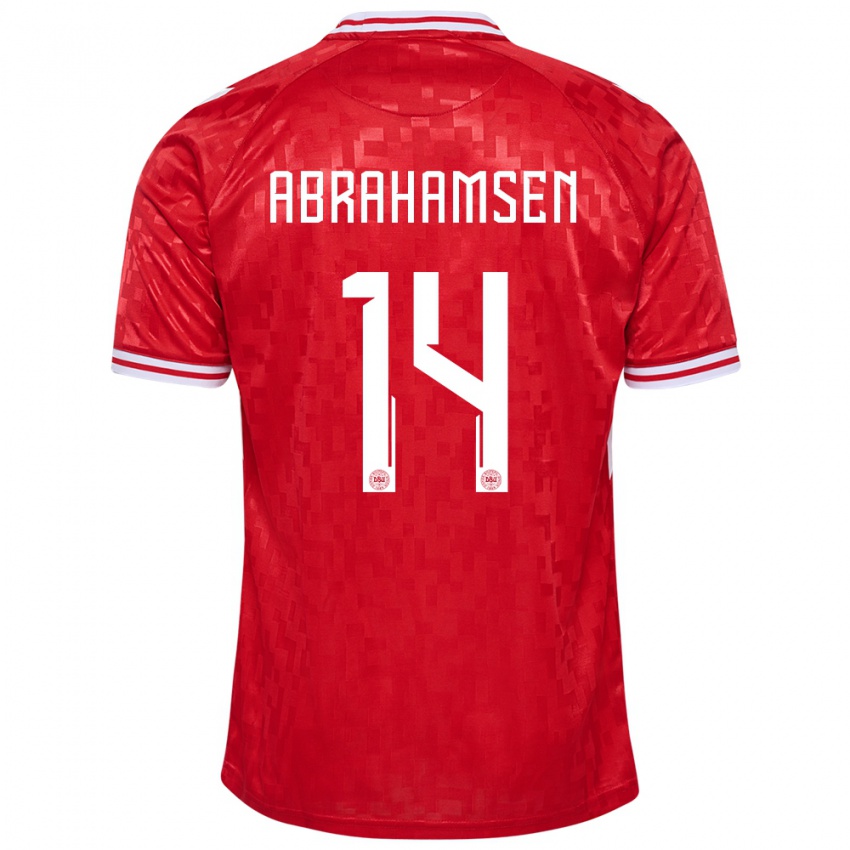 Damen Dänemark Mads Abrahamsen #14 Rot Heimtrikot Trikot 24-26 T-Shirt Österreich