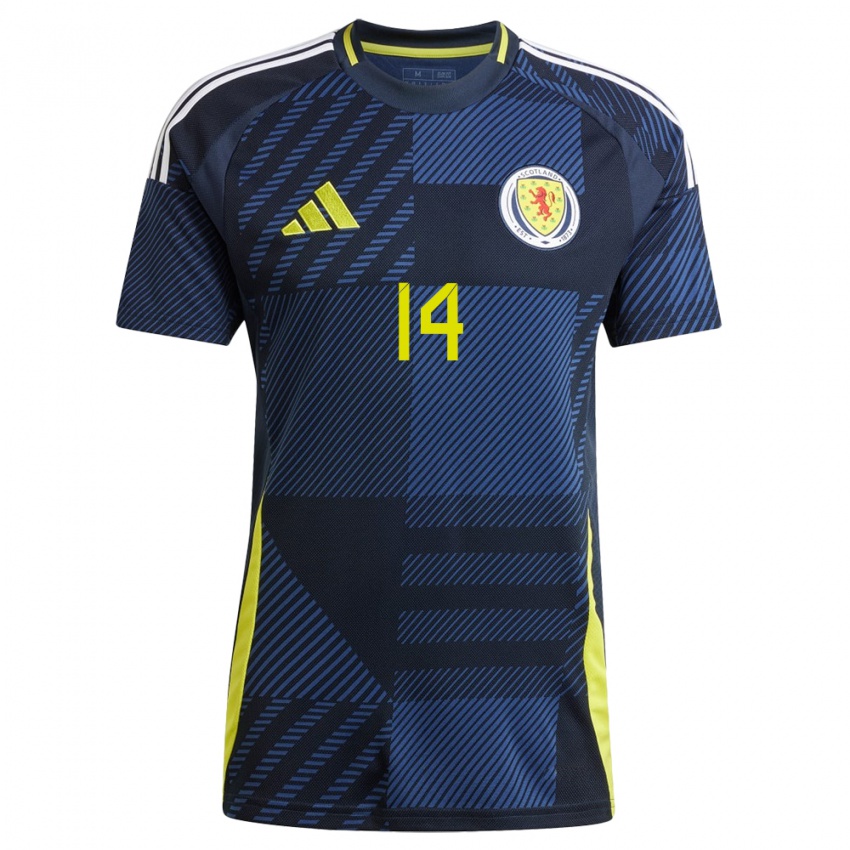 Damen Schottland Magnus Mackenzie #14 Dunkelblau Heimtrikot Trikot 24-26 T-Shirt Österreich