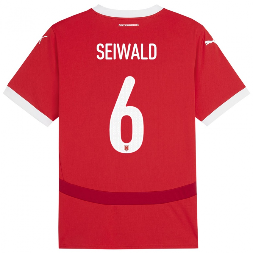 Damen Österreich Nicolas Seiwald #6 Rot Heimtrikot Trikot 24-26 T-Shirt Österreich