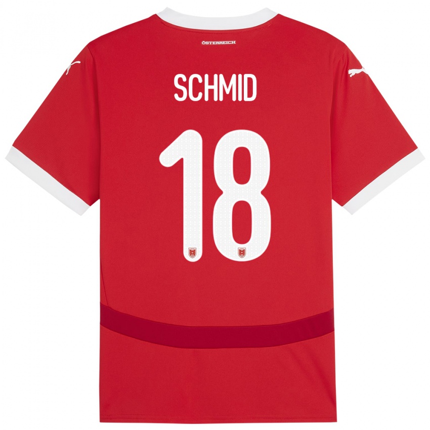 Damen Österreich Romano Schmid #18 Rot Heimtrikot Trikot 24-26 T-Shirt Österreich