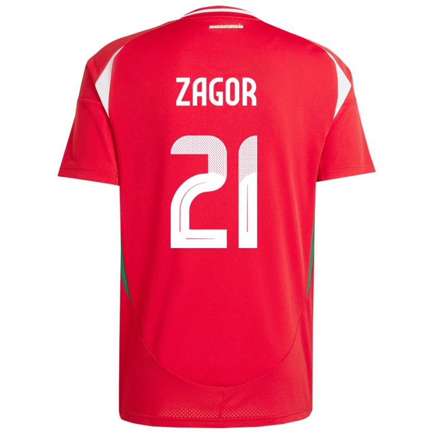 Damen Ungarn Bernadett Zágor #21 Rot Heimtrikot Trikot 24-26 T-Shirt Österreich