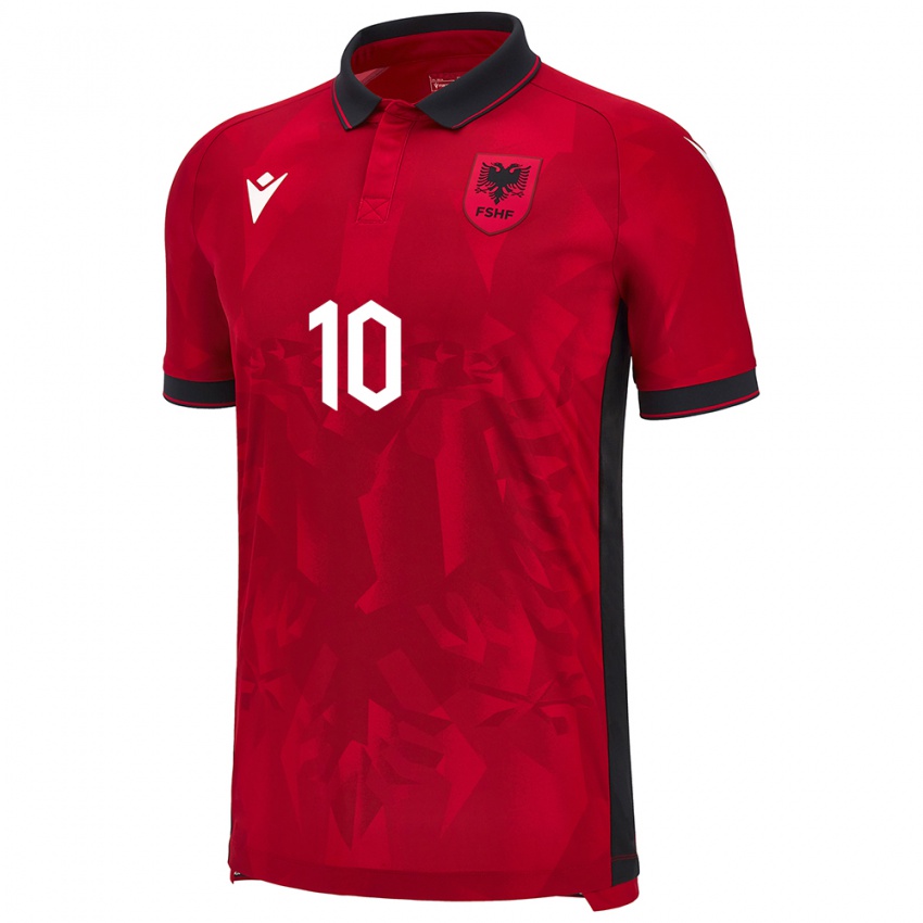 Damen Albanien Nedim Bajrami #10 Rot Heimtrikot Trikot 24-26 T-Shirt Österreich