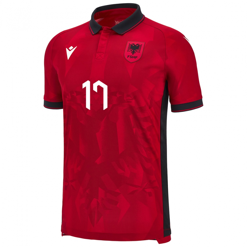 Damen Albanien Eraldo Karaj #17 Rot Heimtrikot Trikot 24-26 T-Shirt Österreich