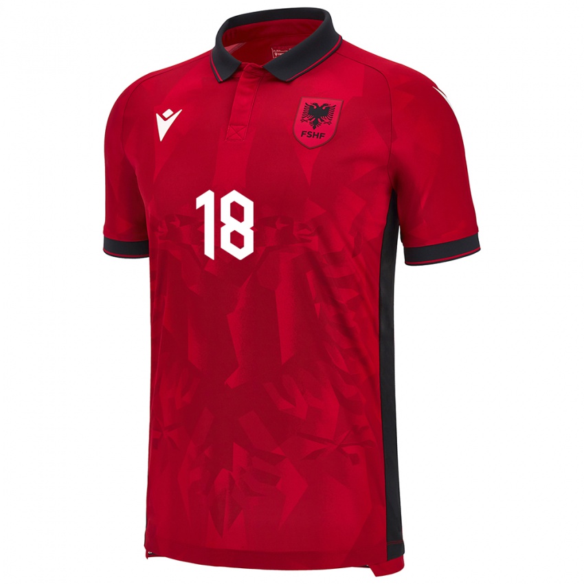 Damen Albanien Mattia Huqi #18 Rot Heimtrikot Trikot 24-26 T-Shirt Österreich