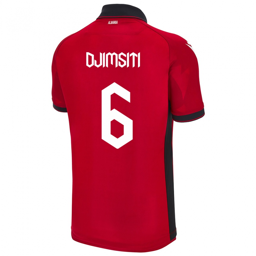 Damen Albanien Berat Djimsiti #6 Rot Heimtrikot Trikot 24-26 T-Shirt Österreich