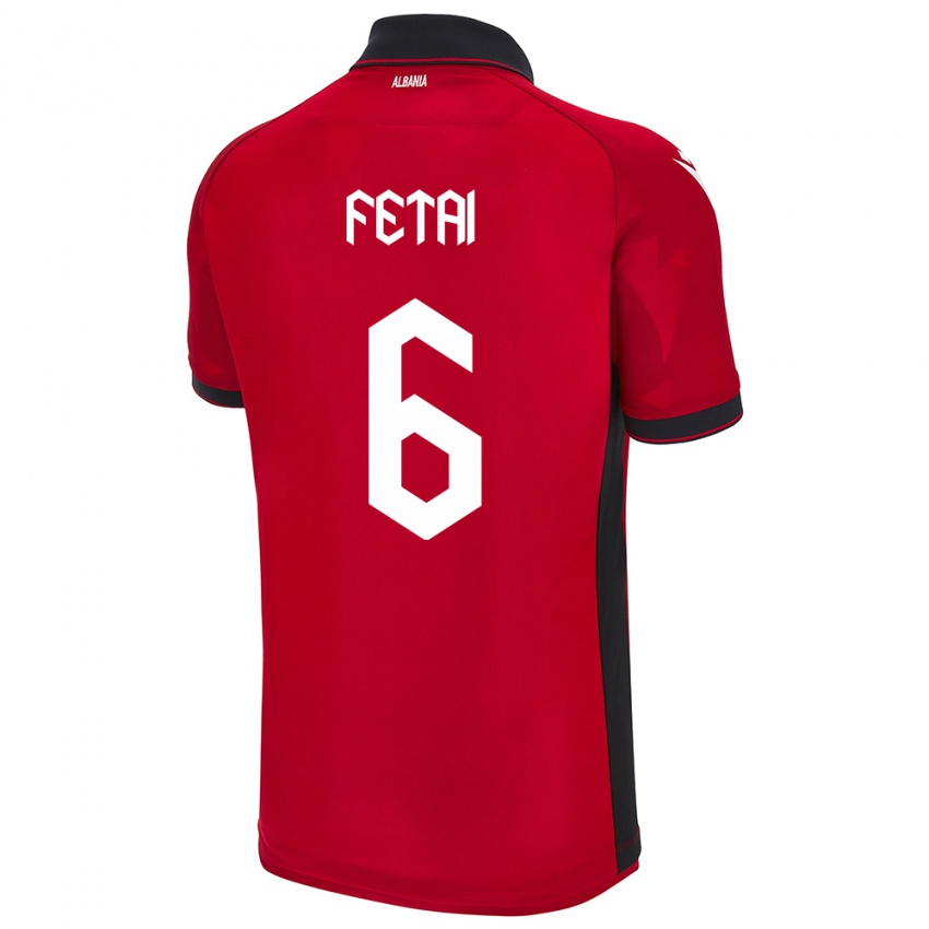 Damen Albanien Feta Fetai #6 Rot Heimtrikot Trikot 24-26 T-Shirt Österreich