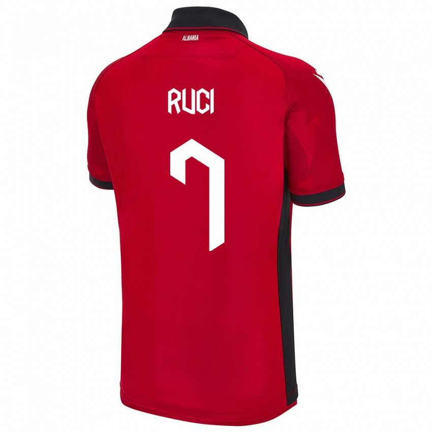 Damen Albanien Flamur Ruci #7 Rot Heimtrikot Trikot 24-26 T-Shirt Österreich