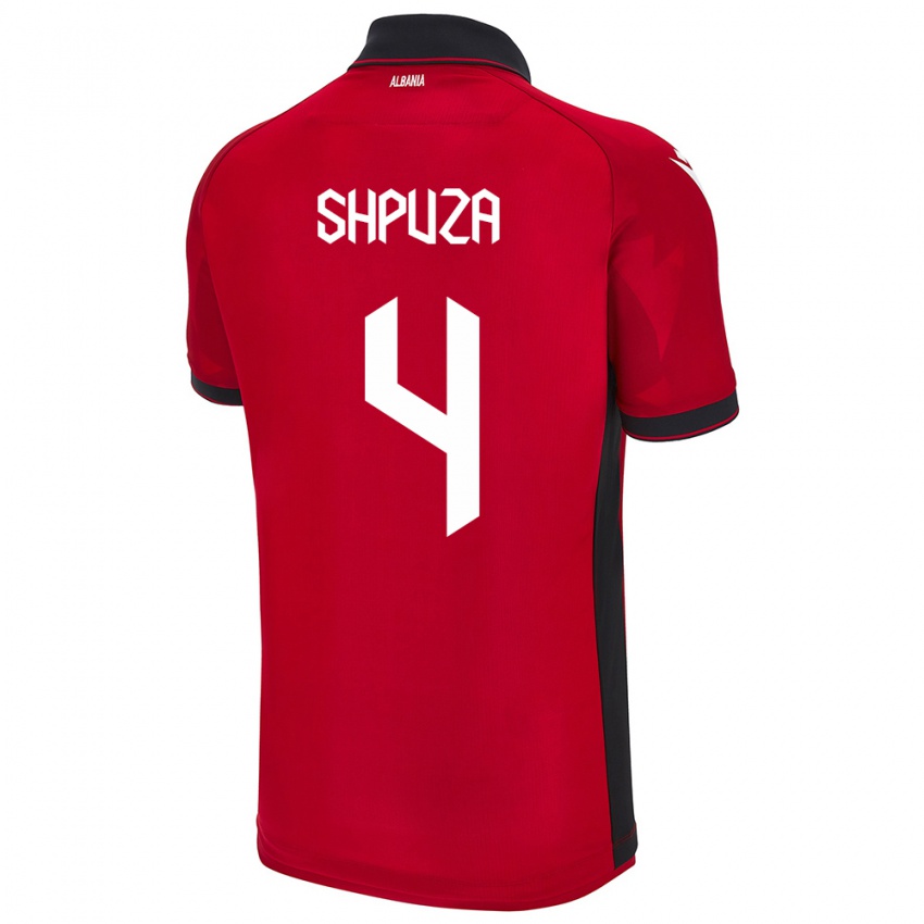 Damen Albanien Kleo Shpuza #4 Rot Heimtrikot Trikot 24-26 T-Shirt Österreich