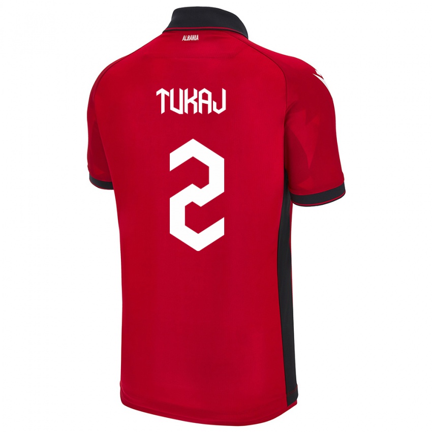 Damen Albanien Armera Tukaj #2 Rot Heimtrikot Trikot 24-26 T-Shirt Österreich