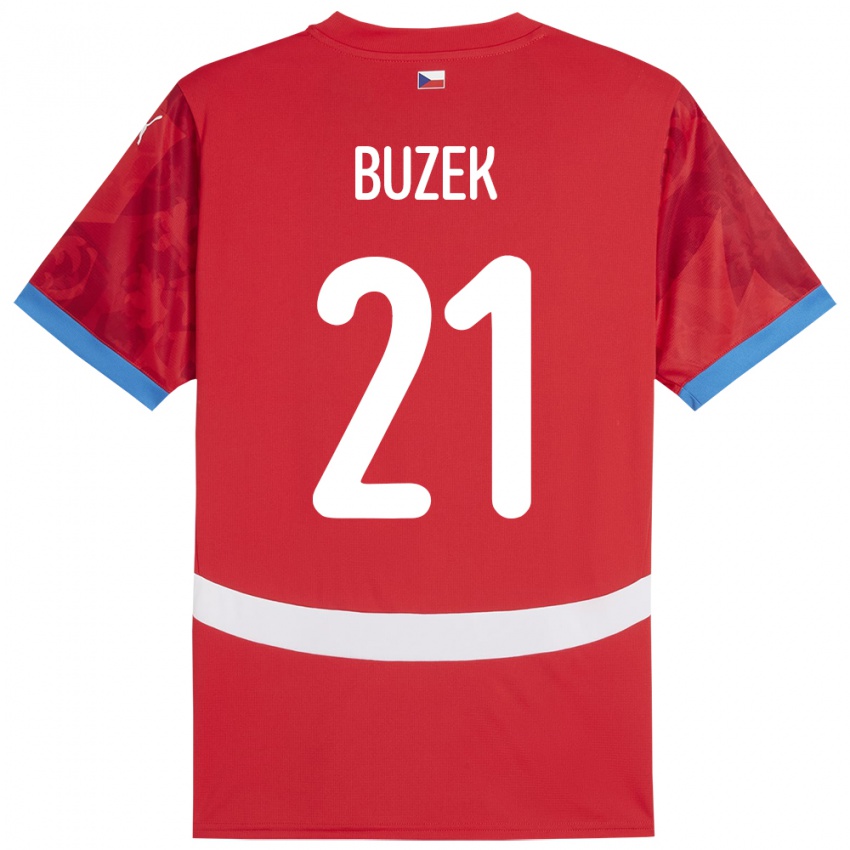 Damen Tschechien Alexandr Buzek #21 Rot Heimtrikot Trikot 24-26 T-Shirt Österreich
