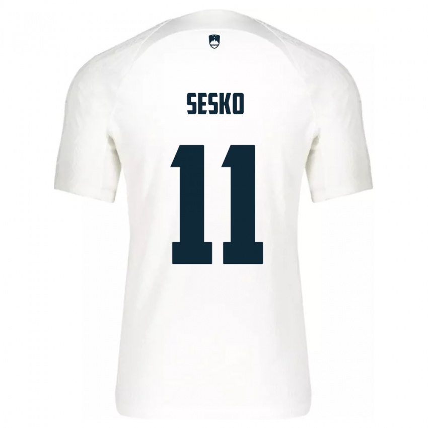 Damen Slowenien Benjamin Sesko #11 Weiß Heimtrikot Trikot 24-26 T-Shirt Österreich