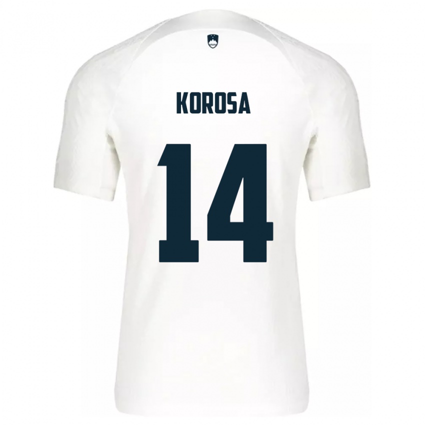 Damen Slowenien Anej Koroša #14 Weiß Heimtrikot Trikot 24-26 T-Shirt Österreich