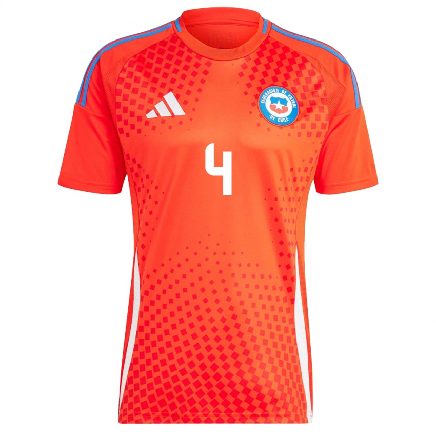 Damen Chile Claudia Herrera #4 Rot Heimtrikot Trikot 24-26 T-Shirt Österreich