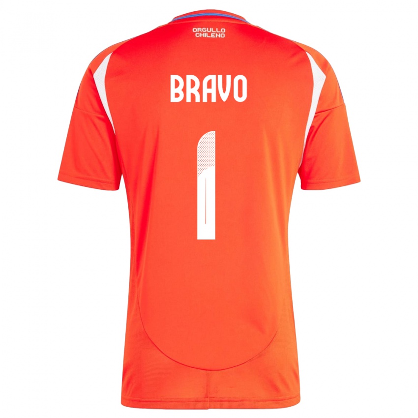 Damen Chile Claudio Bravo #1 Rot Heimtrikot Trikot 24-26 T-Shirt Österreich