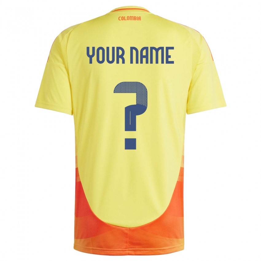 Damen Kolumbien Ihren Namen #0 Gelb Heimtrikot Trikot 24-26 T-Shirt Österreich