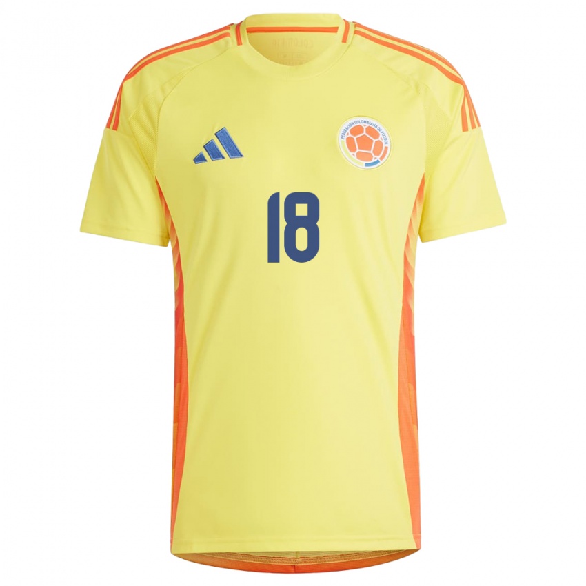 Damen Kolumbien Jhojan Torres #18 Gelb Heimtrikot Trikot 24-26 T-Shirt Österreich