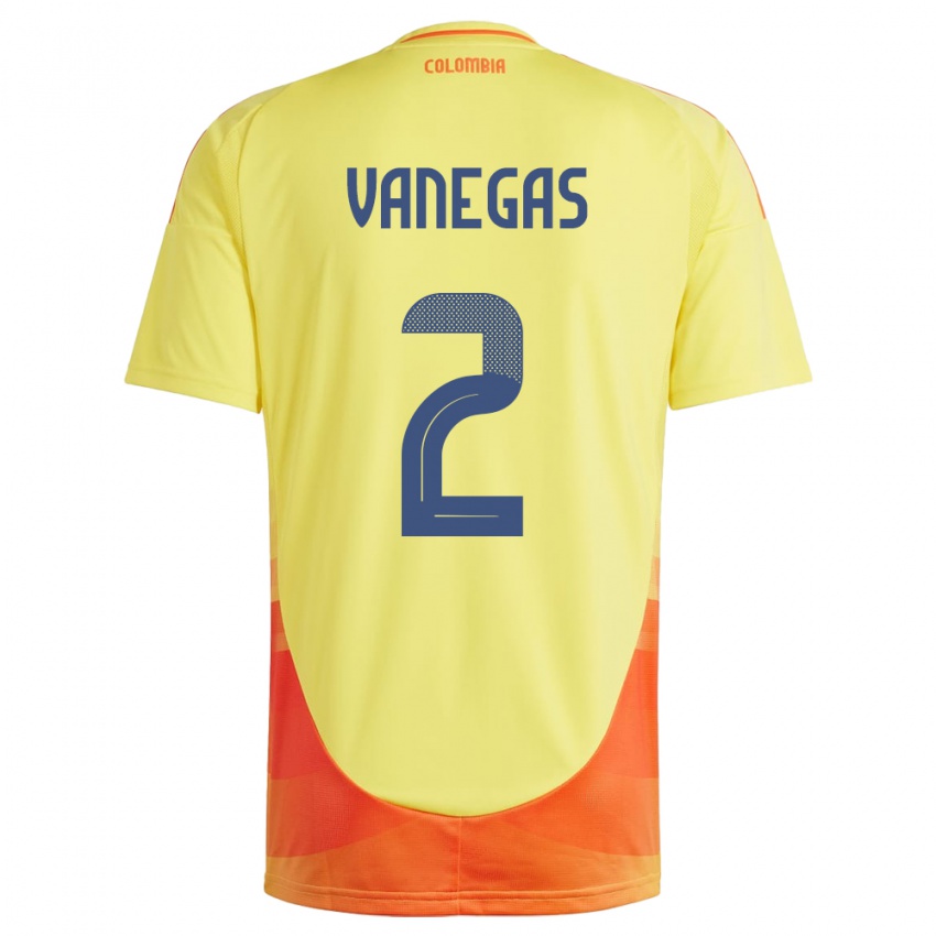 Damen Kolumbien Manuela Vanegas #2 Gelb Heimtrikot Trikot 24-26 T-Shirt Österreich