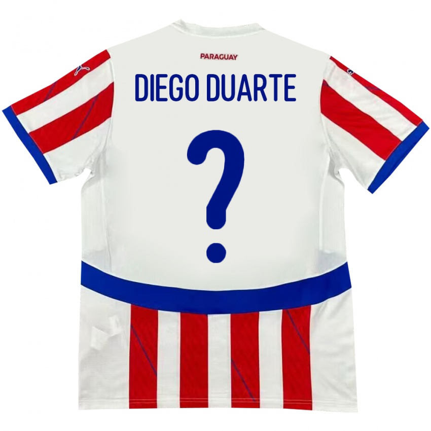 Damen Paraguay Diego Duarte #0 Weiß Rot Heimtrikot Trikot 24-26 T-Shirt Österreich