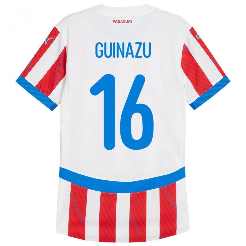 Damen Paraguay Lucas Guiñazú #16 Weiß Rot Heimtrikot Trikot 24-26 T-Shirt Österreich