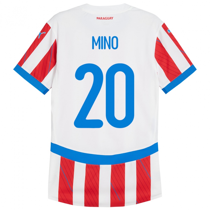 Damen Paraguay César Miño #20 Weiß Rot Heimtrikot Trikot 24-26 T-Shirt Österreich