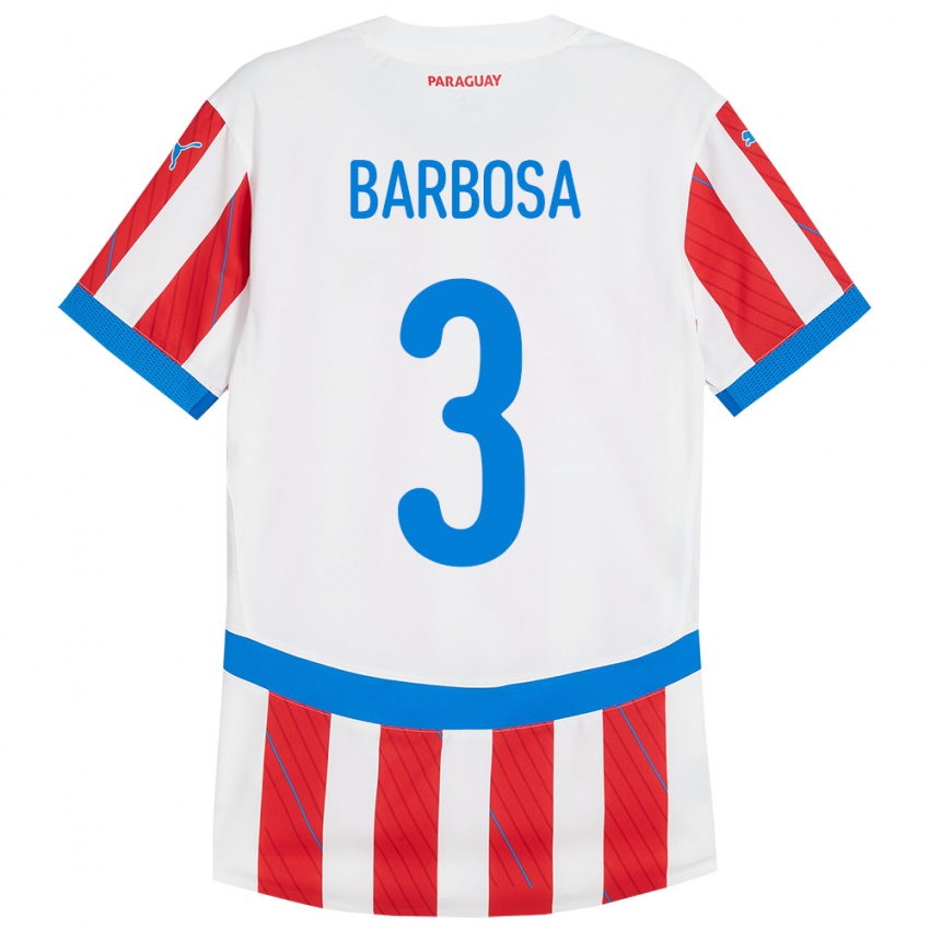 Damen Paraguay Camila Barbosa #3 Weiß Rot Heimtrikot Trikot 24-26 T-Shirt Österreich