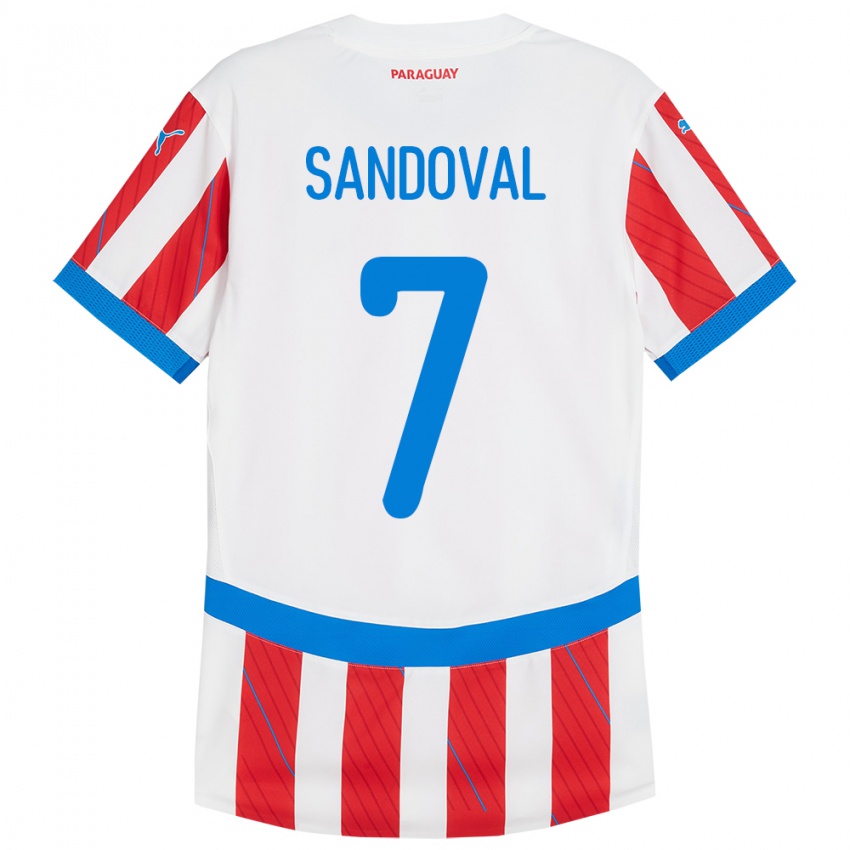 Damen Paraguay Fabiola Sandoval #7 Weiß Rot Heimtrikot Trikot 24-26 T-Shirt Österreich