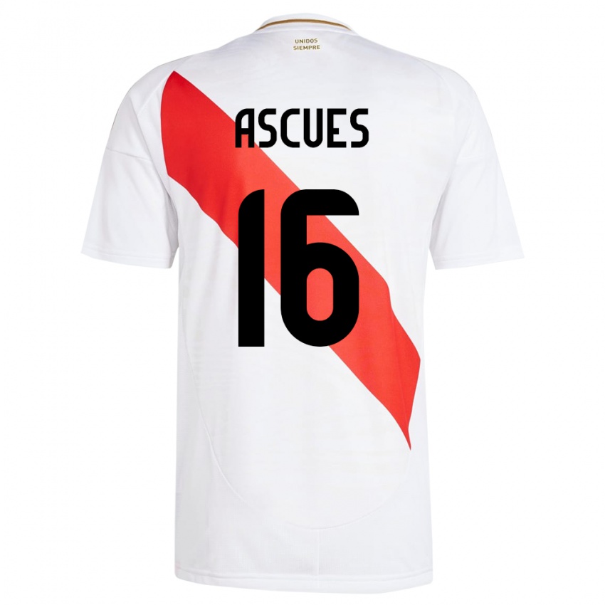 Damen Peru Carlos Ascues #16 Weiß Heimtrikot Trikot 24-26 T-Shirt Österreich