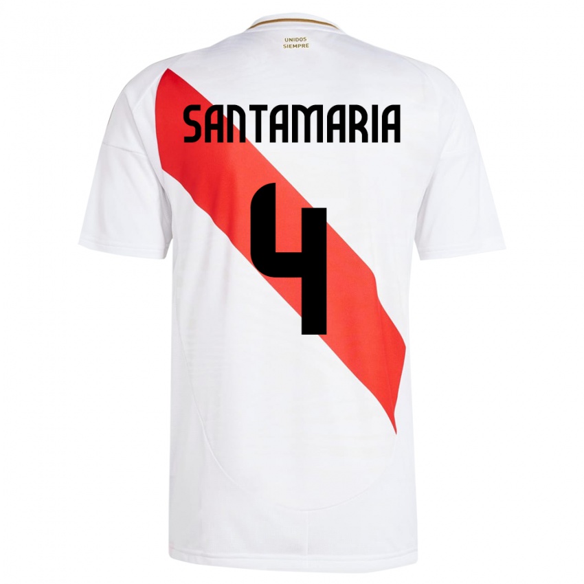 Damen Peru Anderson Santamaría #4 Weiß Heimtrikot Trikot 24-26 T-Shirt Österreich