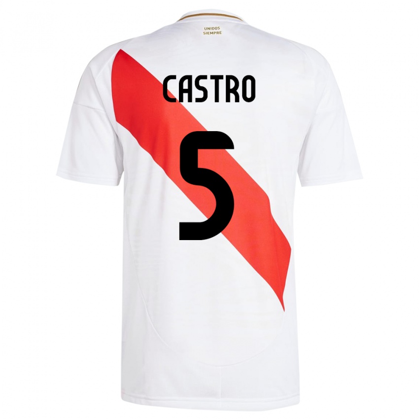 Damen Peru Rosa Castro #5 Weiß Heimtrikot Trikot 24-26 T-Shirt Österreich