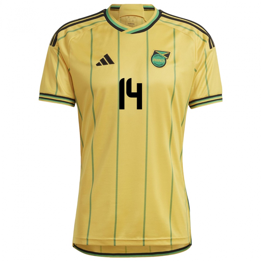Damen Jamaika Kasey Palmer #14 Gelb Heimtrikot Trikot 24-26 T-Shirt Österreich