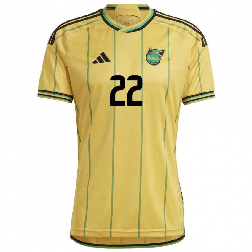 Damen Jamaika Greg Leigh #22 Gelb Heimtrikot Trikot 24-26 T-Shirt Österreich