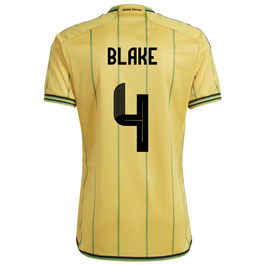 Damen Jamaika Romain Blake #4 Gelb Heimtrikot Trikot 24-26 T-Shirt Österreich