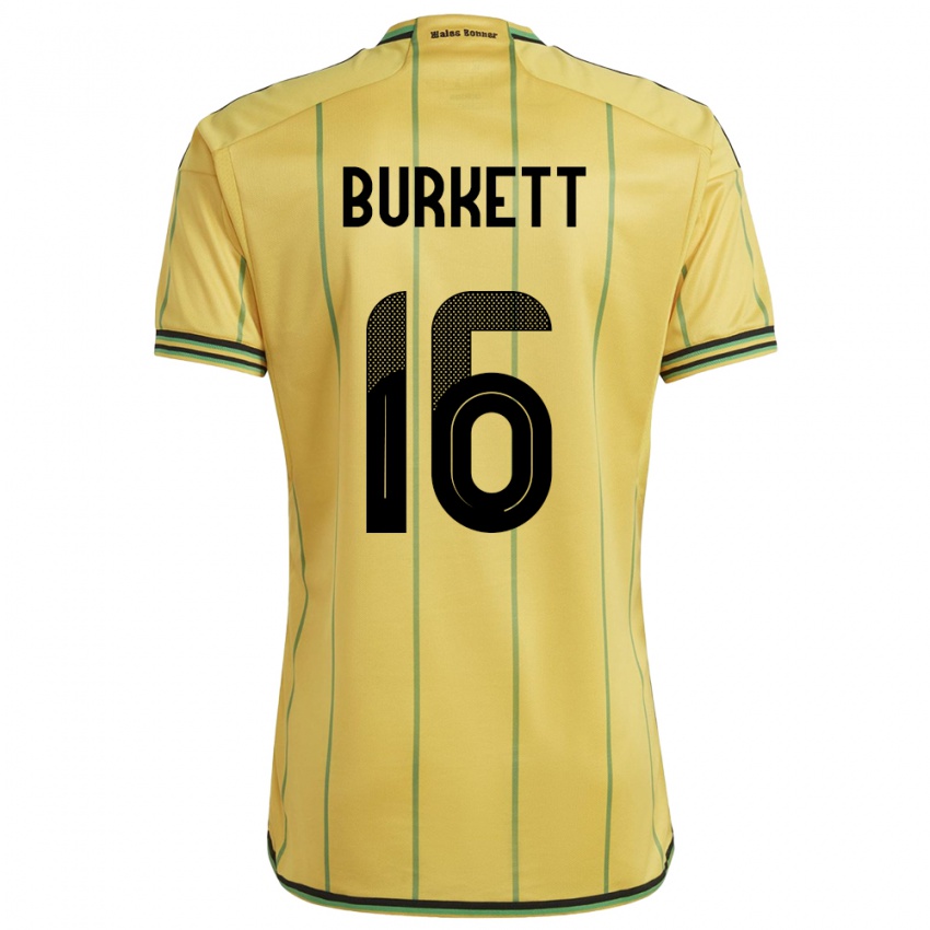 Damen Jamaika Brian Burkett #16 Gelb Heimtrikot Trikot 24-26 T-Shirt Österreich
