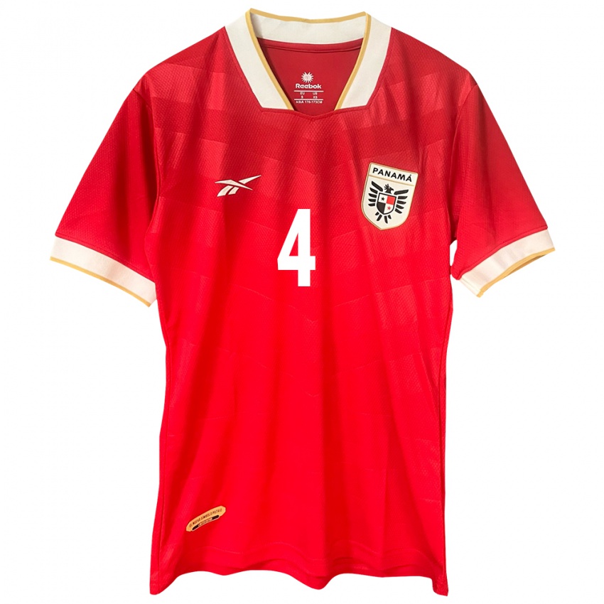 Damen Panama Eduardo Anderson #4 Rot Heimtrikot Trikot 24-26 T-Shirt Österreich
