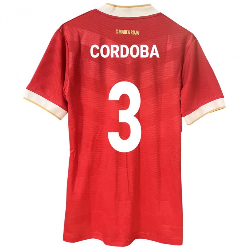 Damen Panama José Córdoba #3 Rot Heimtrikot Trikot 24-26 T-Shirt Österreich