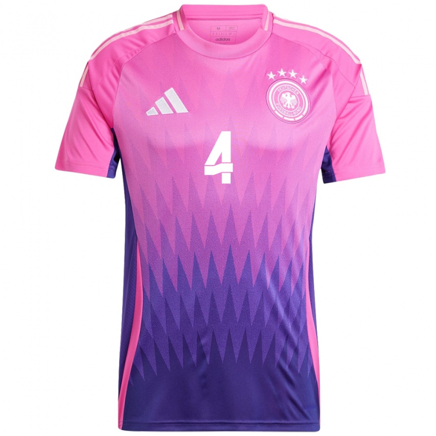 Damen Deutschland Jonathan Tah #4 Pink Lila Auswärtstrikot Trikot 24-26 T-Shirt Österreich