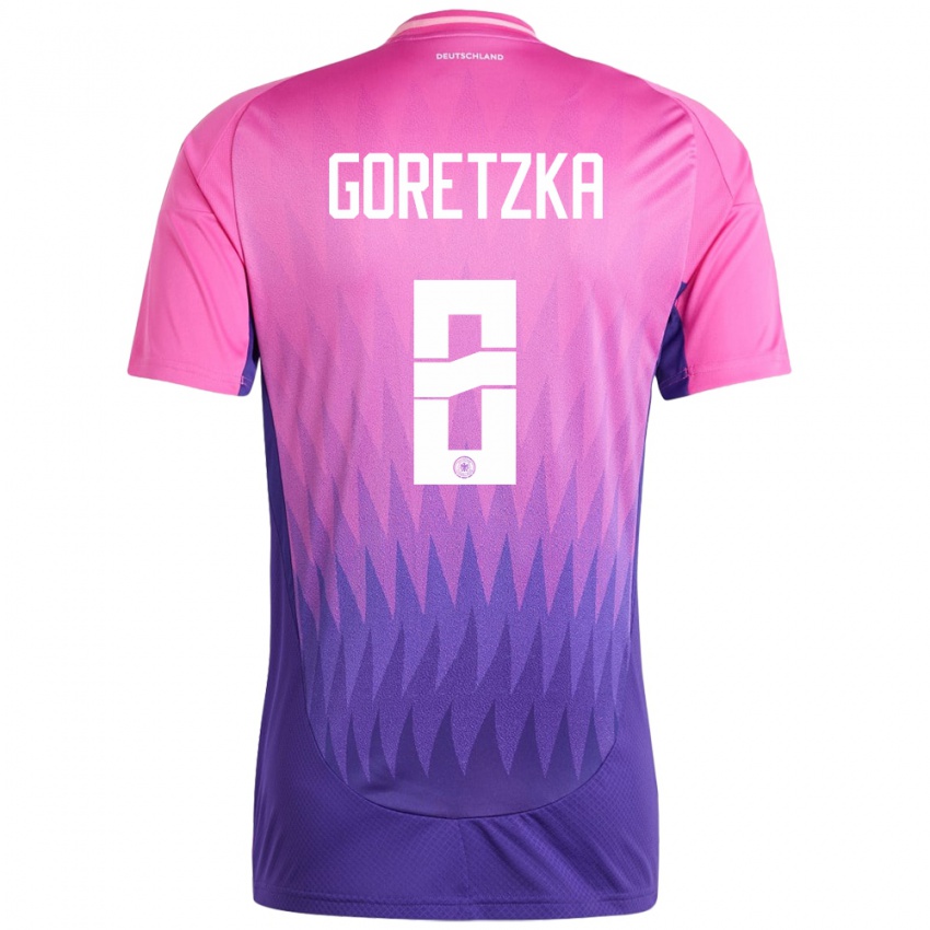 Damen Deutschland Leon Goretzka #8 Pink Lila Auswärtstrikot Trikot 24-26 T-Shirt Österreich