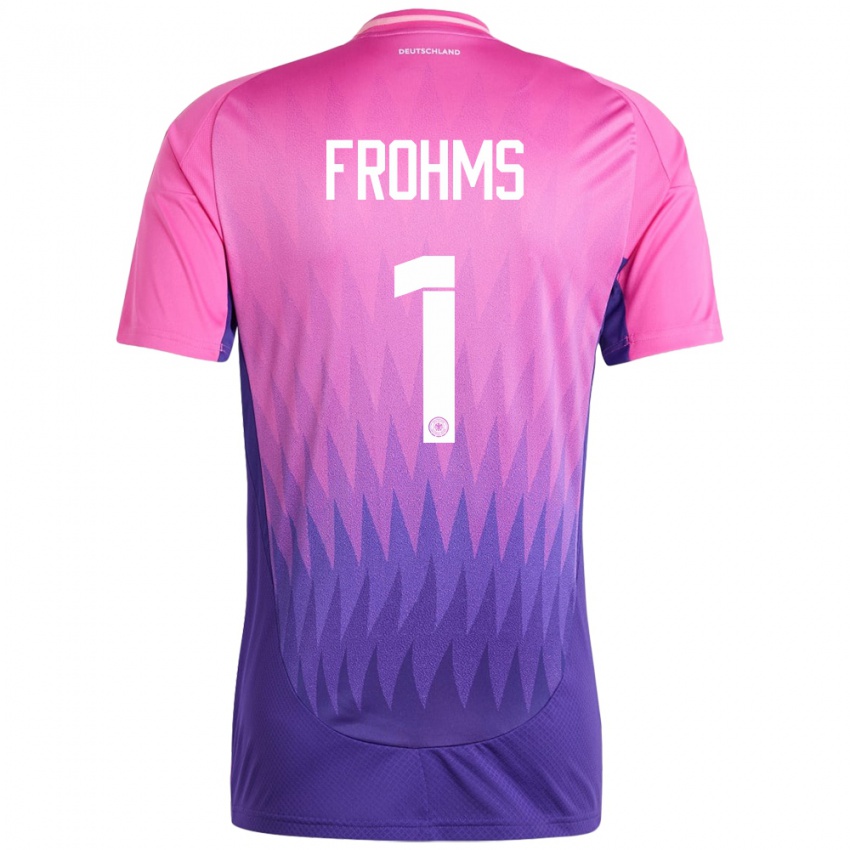 Damen Deutschland Merle Frohms #1 Pink Lila Auswärtstrikot Trikot 24-26 T-Shirt Österreich