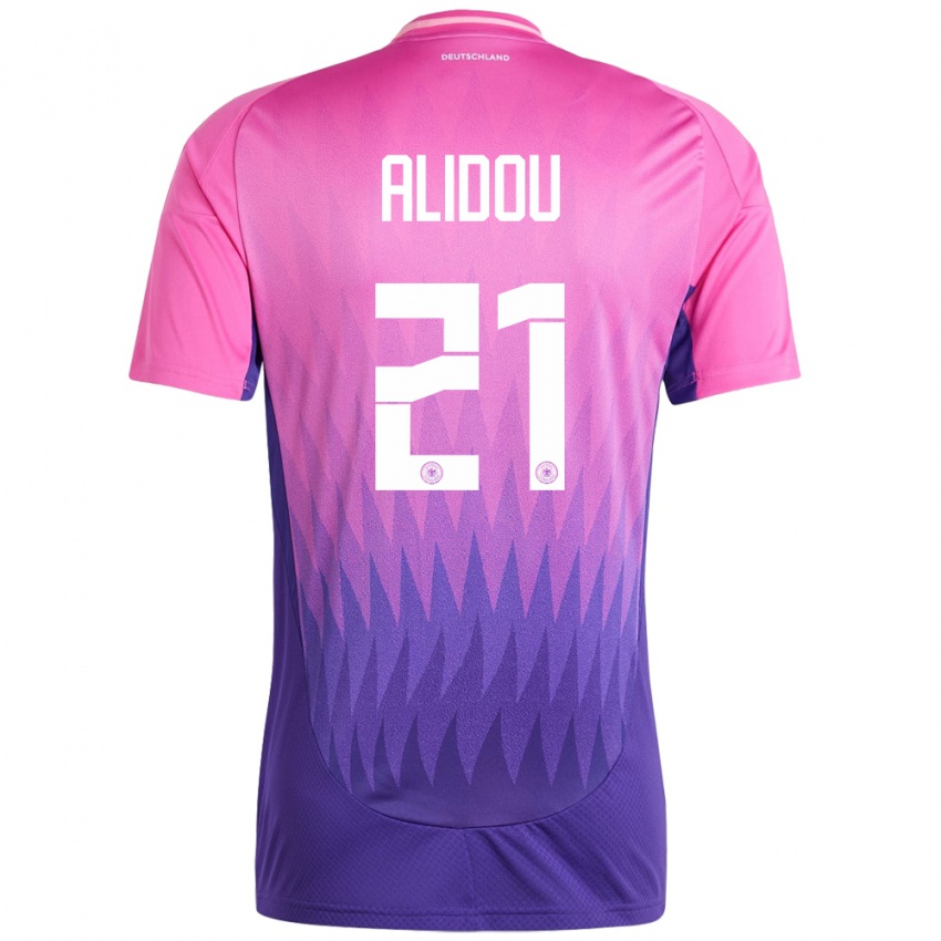 Damen Deutschland Faride Alidou #21 Pink Lila Auswärtstrikot Trikot 24-26 T-Shirt Österreich