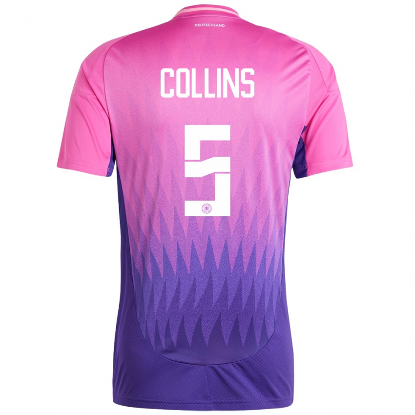 Damen Deutschland Nnamdi Collins #5 Pink Lila Auswärtstrikot Trikot 24-26 T-Shirt Österreich