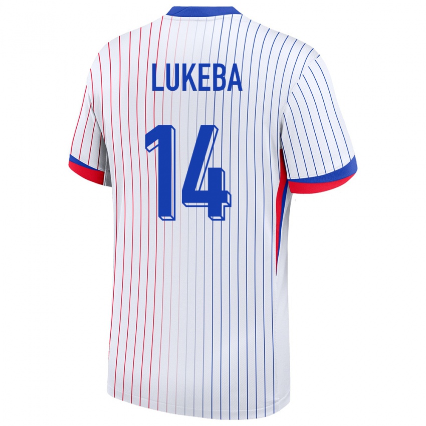 Damen Frankreich Castello Lukeba #14 Weiß Auswärtstrikot Trikot 24-26 T-Shirt Österreich