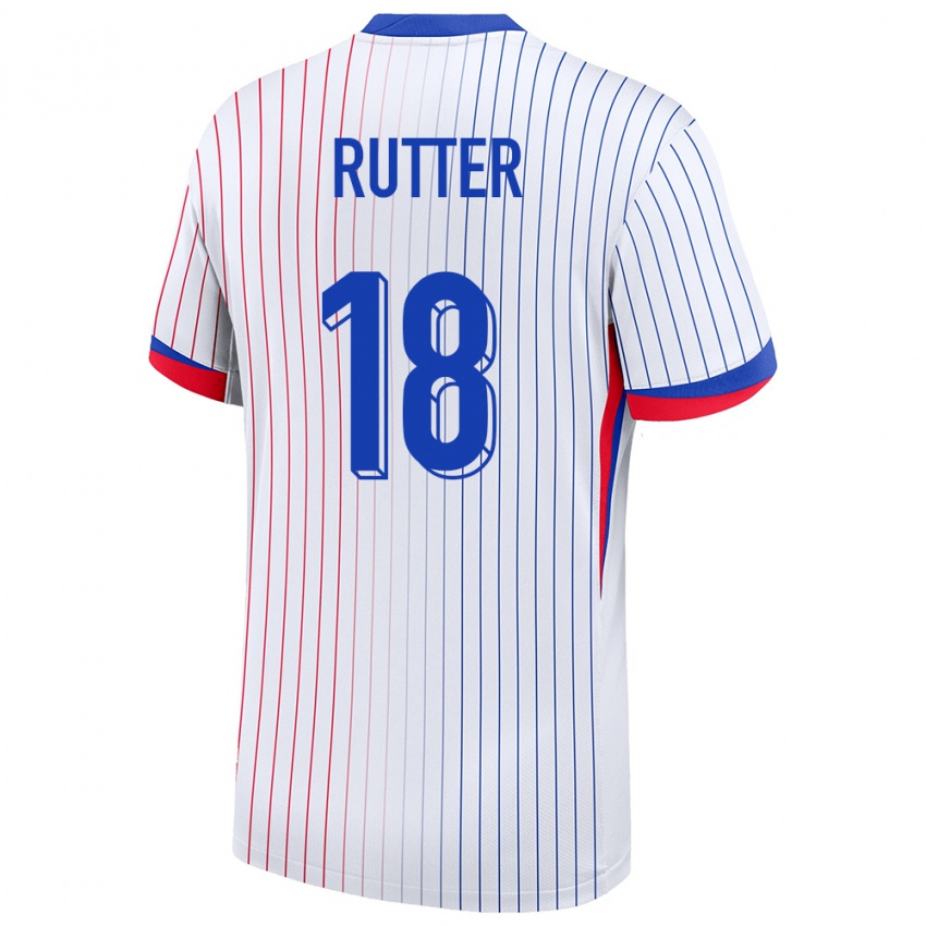 Damen Frankreich Georginio Rutter #18 Weiß Auswärtstrikot Trikot 24-26 T-Shirt Österreich