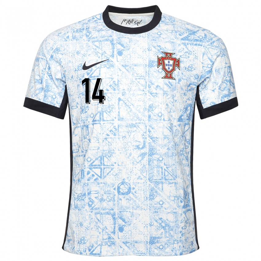 Damen Portugal Guilherme Gaspar #14 Cremeblau Auswärtstrikot Trikot 24-26 T-Shirt Österreich