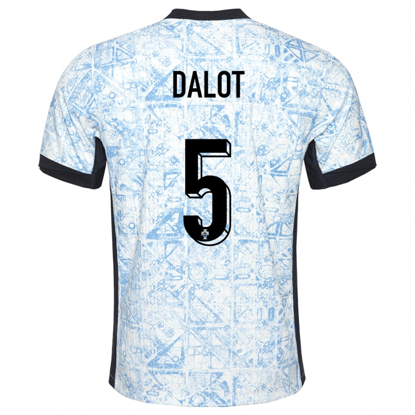 Damen Portugal Diogo Dalot #5 Cremeblau Auswärtstrikot Trikot 24-26 T-Shirt Österreich