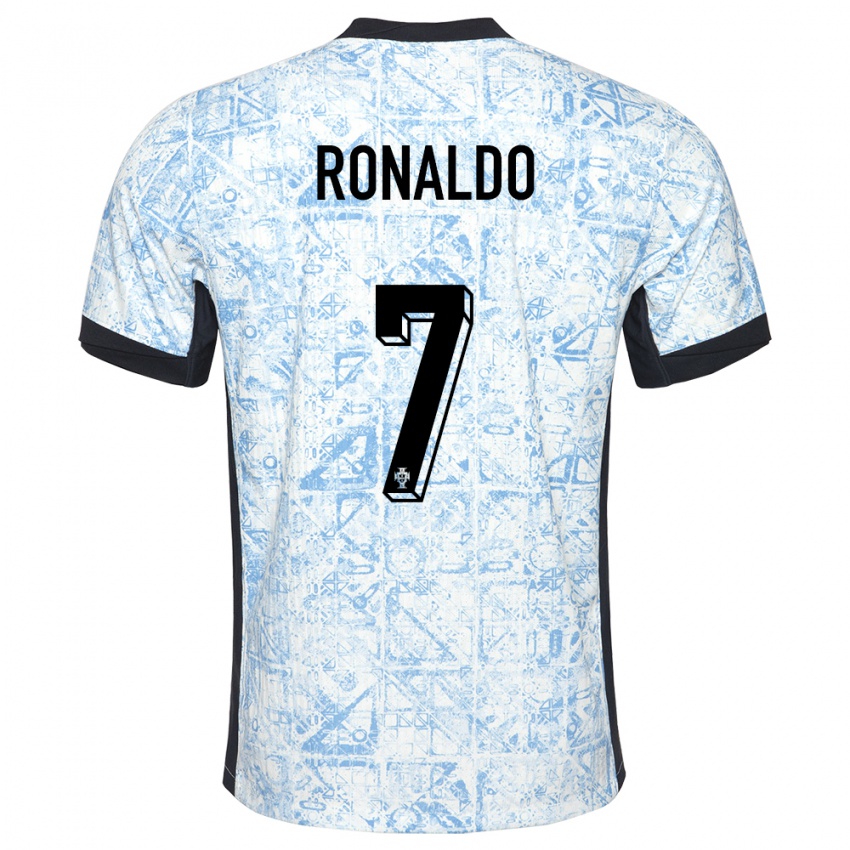 Damen Portugal Cristiano Ronaldo #7 Cremeblau Auswärtstrikot Trikot 24-26 T-Shirt Österreich