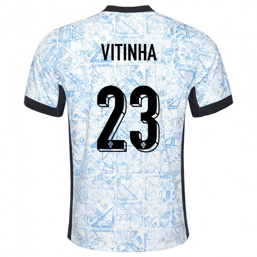 Damen Portugal Vitinha #23 Cremeblau Auswärtstrikot Trikot 24-26 T-Shirt Österreich