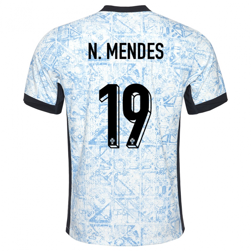 Damen Portugal Nuno Mendes #19 Cremeblau Auswärtstrikot Trikot 24-26 T-Shirt Österreich