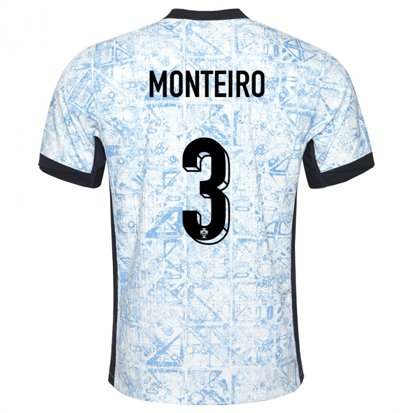 Damen Portugal Diogo Monteiro #3 Cremeblau Auswärtstrikot Trikot 24-26 T-Shirt Österreich